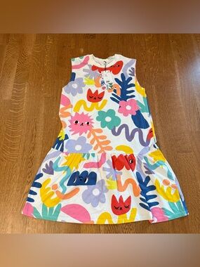 NWT H&M Liunic Girls Bright Colorful Spring Abstract Floral Dress Size 8-10